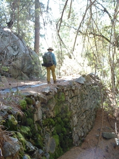 walking over the stone wall